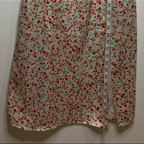 Skylar Rose U-Bar Floral MIDI Slit Dress Large White Pink, calf Length NWOT - Picture 12 of 15